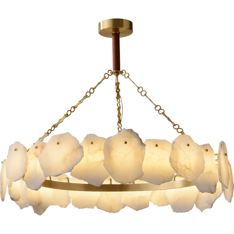 Marble Brass Chandelier Round Ceiling Lamp For Indoor Home Lighting Chandelier Living Room Lights
